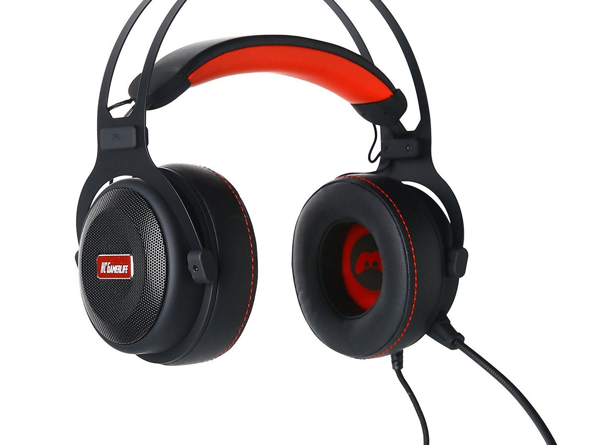HCG1 headset shown at an angle with its detachable microphone